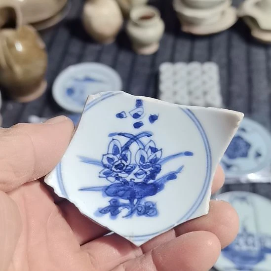 瓷片青花影青杯垫学习标本