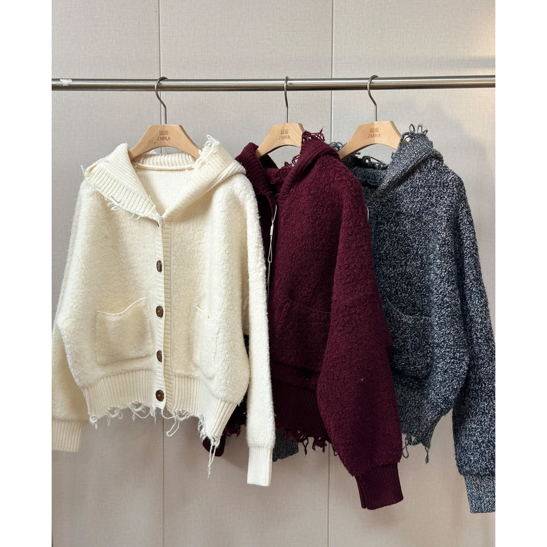 ZM2296 秋冬宽松个性时尚简约百搭针织开衫外套