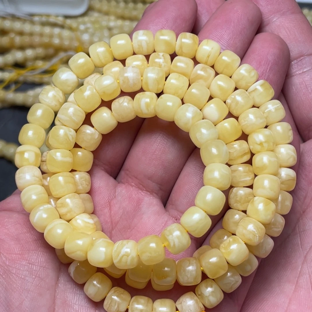 蜜蜡裸石未镶嵌蜜蜡佛珠8mm