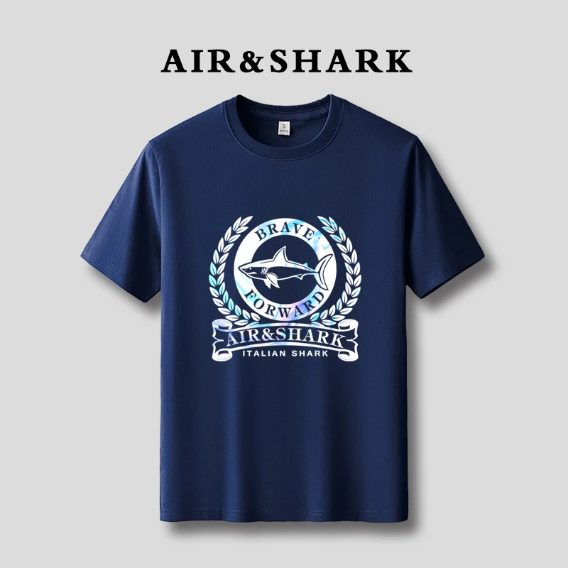 AIR SHARK鲨鱼100%纯棉短袖T恤夏季新款宽松圆领休闲百搭潮牌半袖
