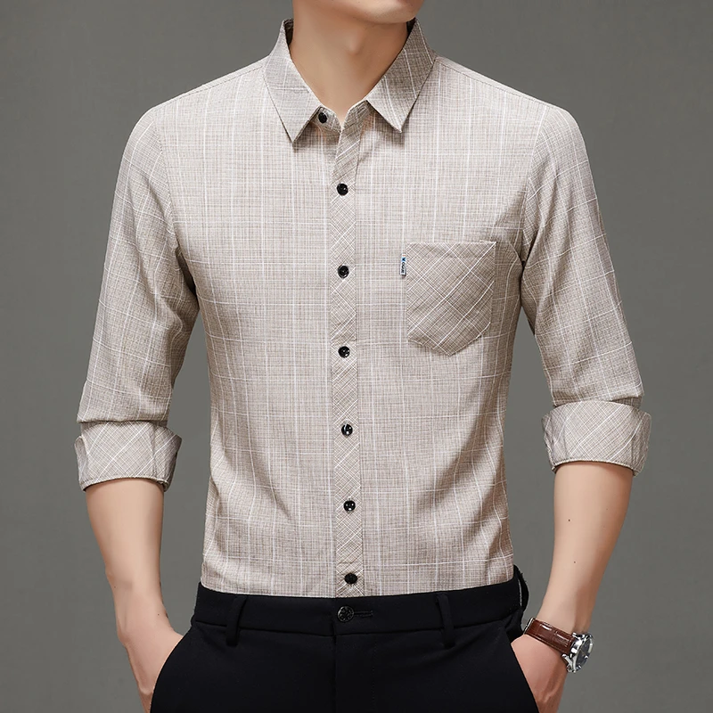 2025夏季新款男士短袖衬衫中年爸爸装真口袋丝光棉寸衣韩版