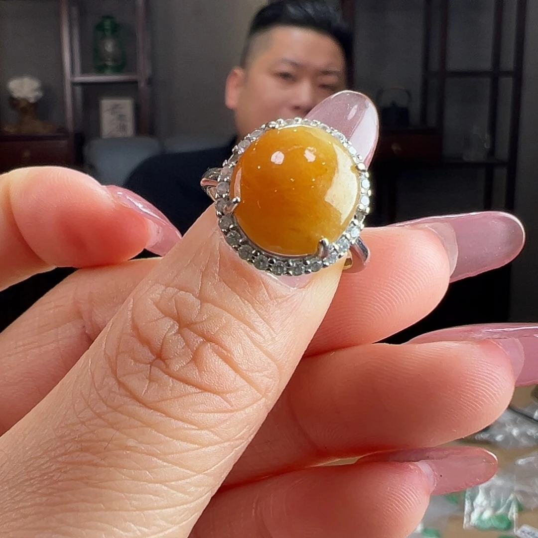 翡翠银S925镶嵌戒指戒指
