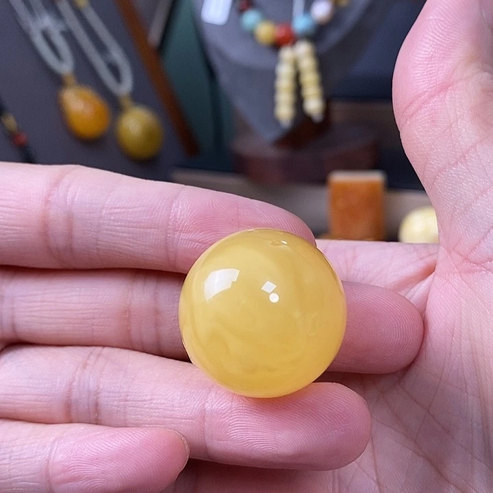 琥珀未镶嵌裸石圆珠