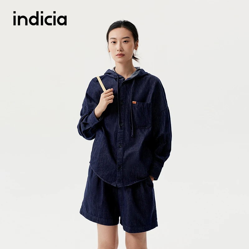 indicia标记商场同款24年秋新款内搭外穿连帽牛仔外套F2C4WT420N
