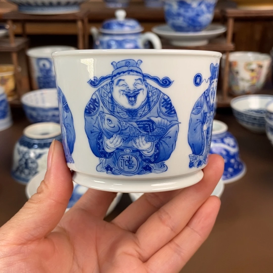 拿***抓杯景德镇陶瓷手工手绘