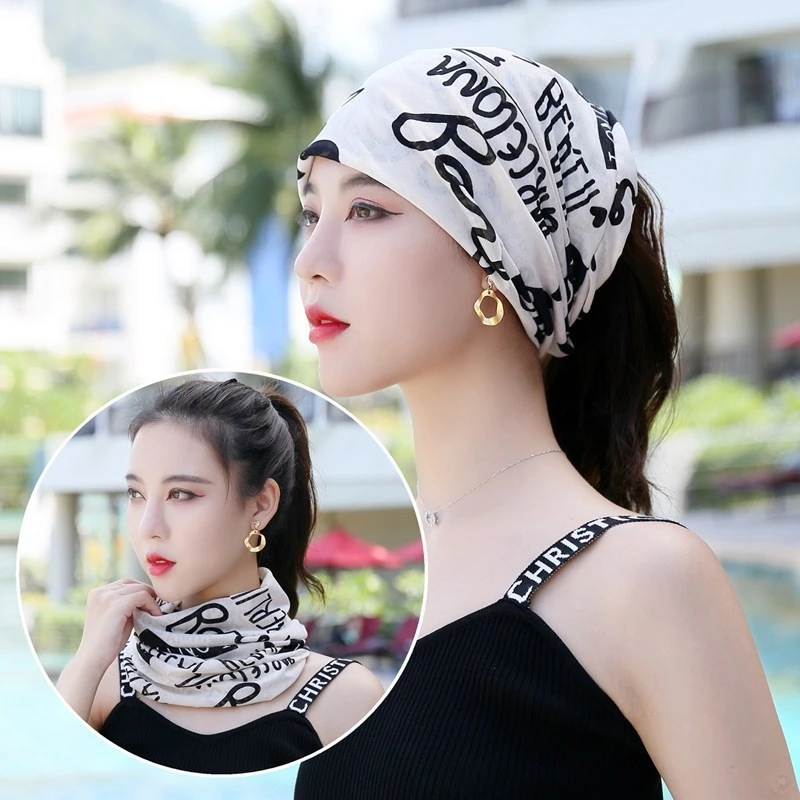 夏天透气堆堆帽跑步头巾吸汗运动骑行防晒帽子空调帽女户外包头帽