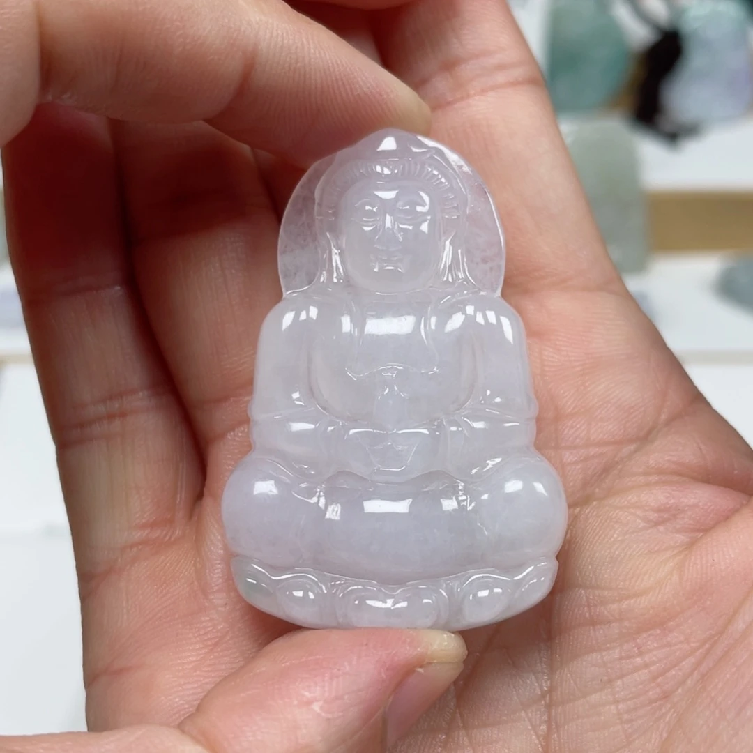 翡翠颈饰未镶嵌天然翡翠A货观音4号