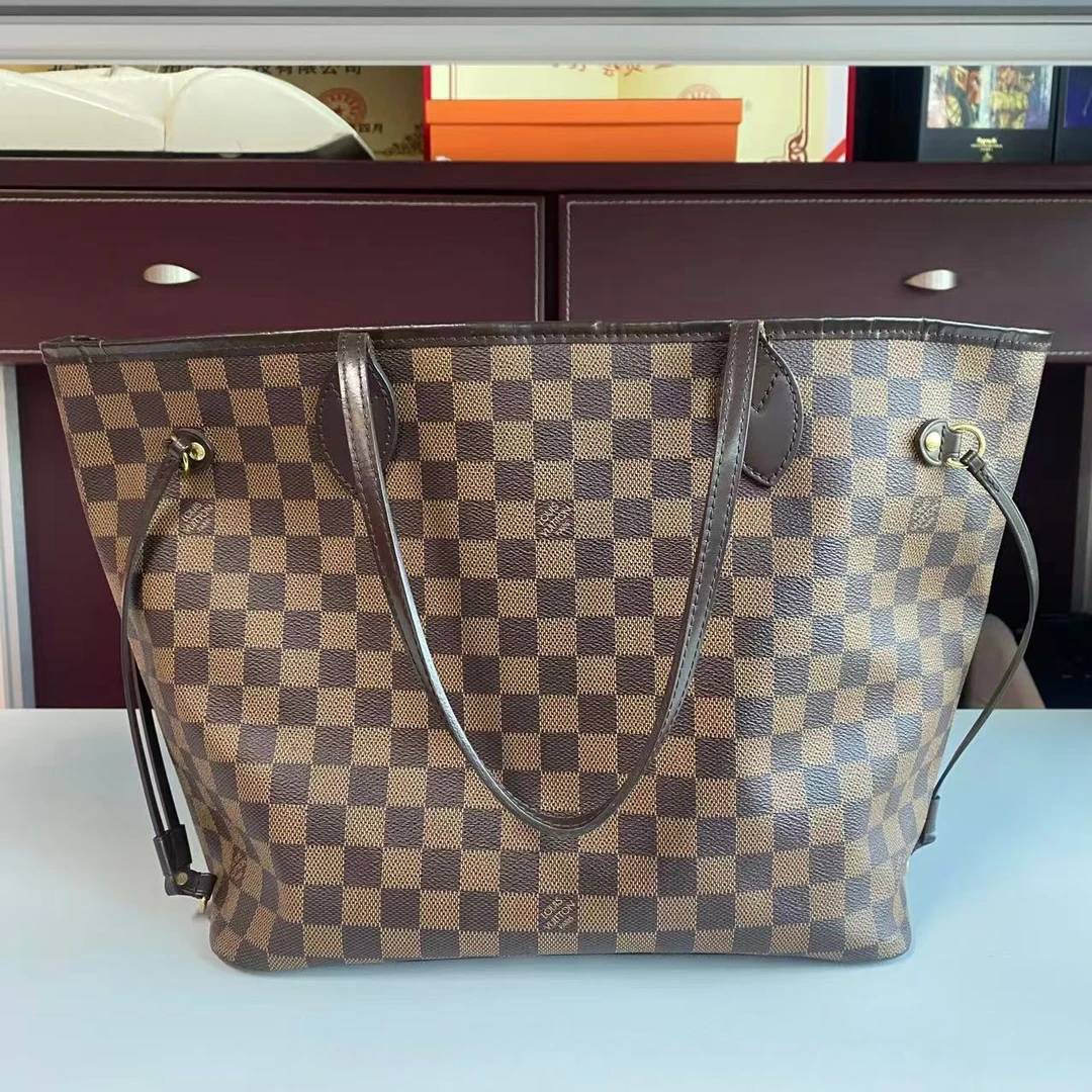 95新 LouisVuitton/路易威登 棕棋盘格中号托特/无子袋11-42