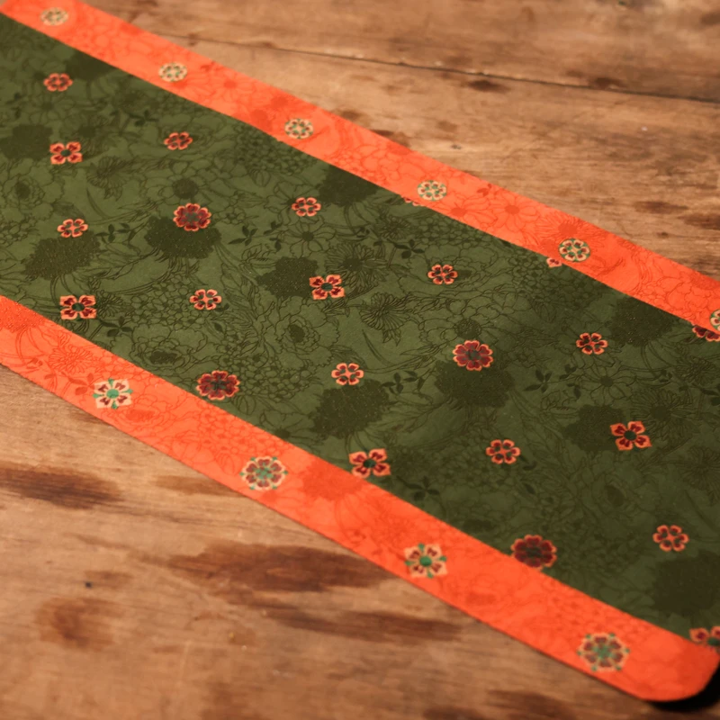 【陶珊居】团花宝相 绿款 三拼香云纱茶席60*28（慢蓝S0980）