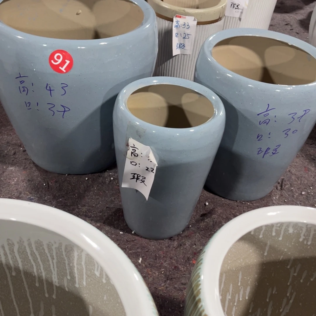 灰蓝苹果一套三个花盆