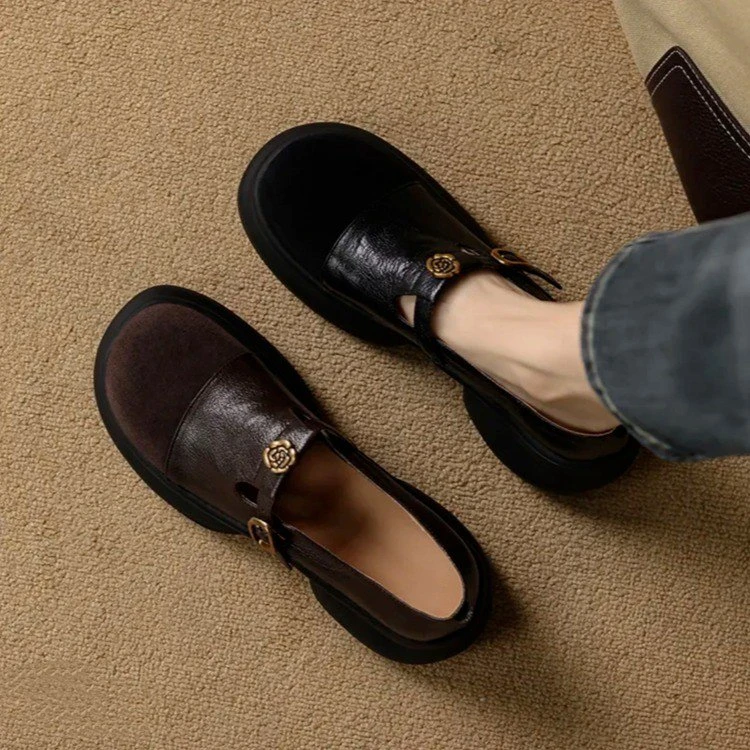 护士鞋软底复古一脚蹬深口单鞋女2025百搭新款厚底山韩版小乐福鞋