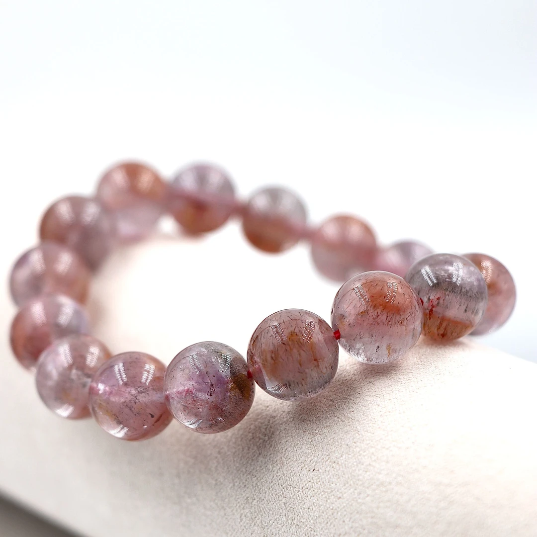 【福利必拍】天然透体双色金牙共生极光23水晶手串G6022多样性发一