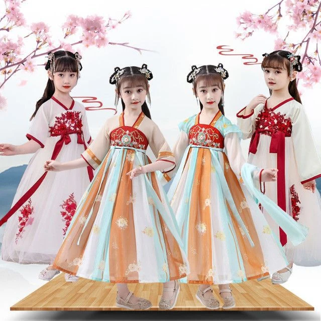 女童春夏季汉服超仙女襦裙儿童古风连衣裙中国风童装小女孩古装