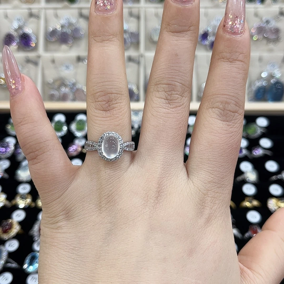 岫玉银S925镶嵌戒指