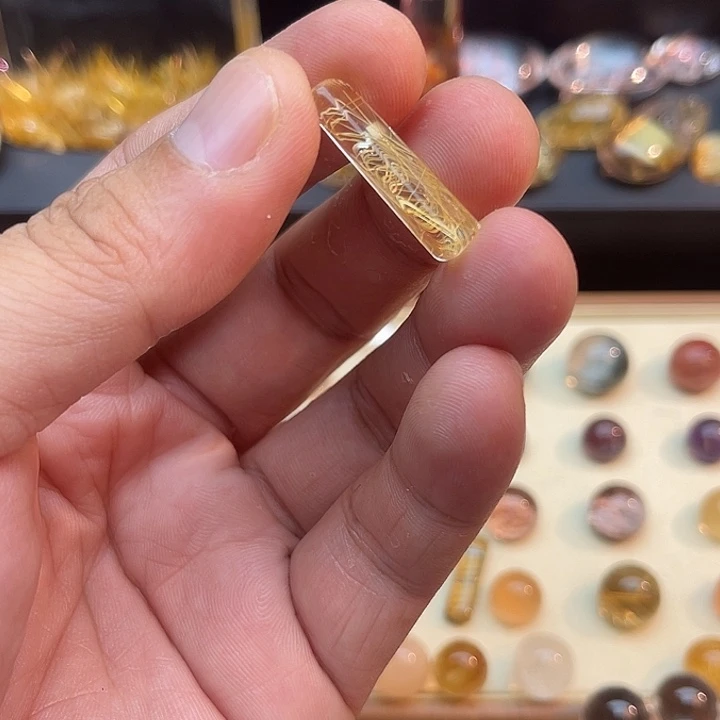 未镶嵌珠宝半成品水晶法棍金丝水晶