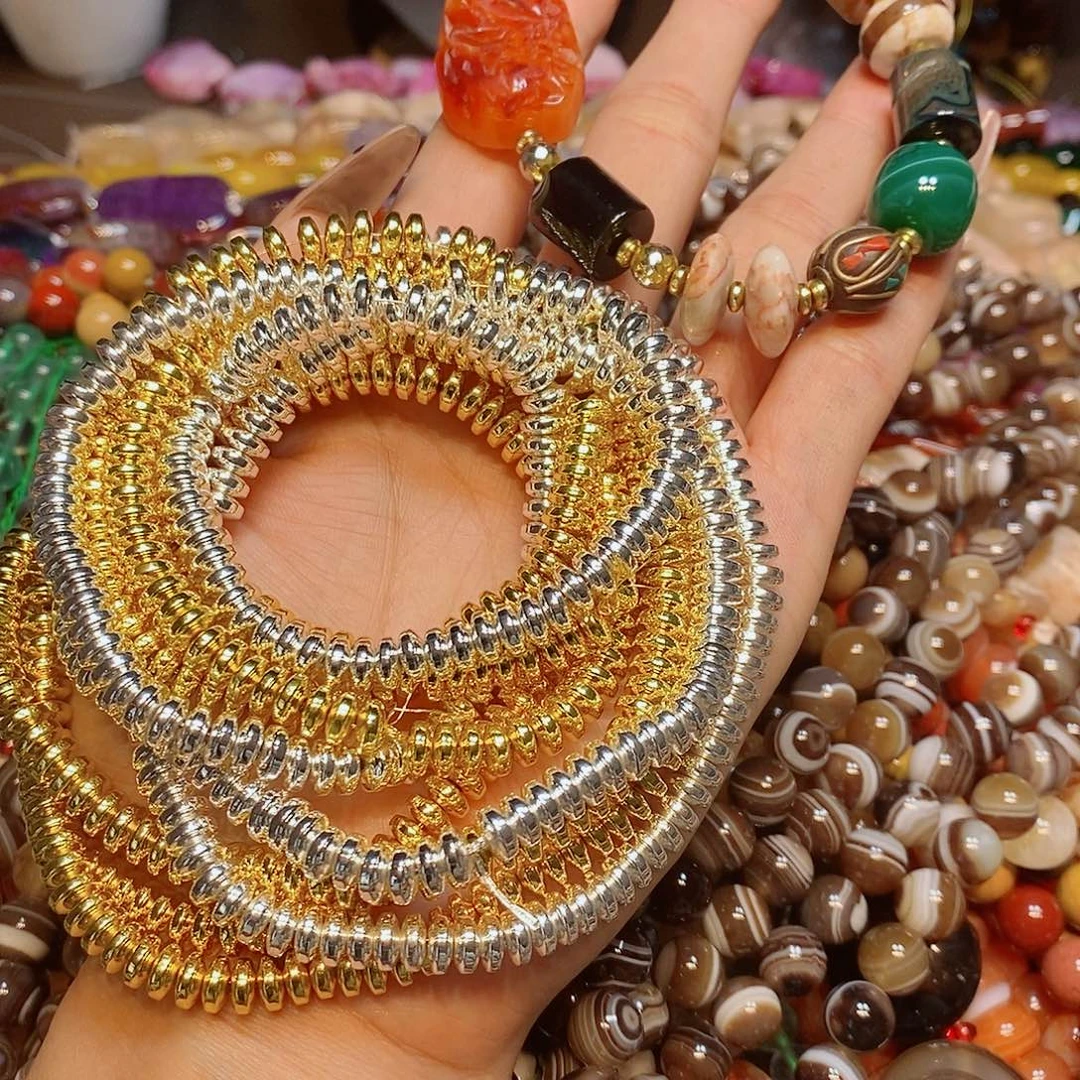 玛瑙/玉髓散珠6mm黑胆石到手2条