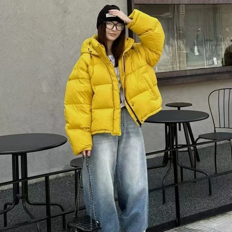 韩系宽松连帽保暖短款时尚潮流羽绒服