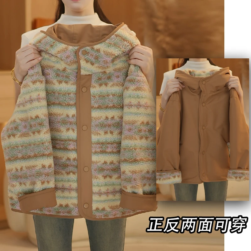女童两面穿棉服外套2025新款秋冬装洋气女孩加厚上衣WT-25089
