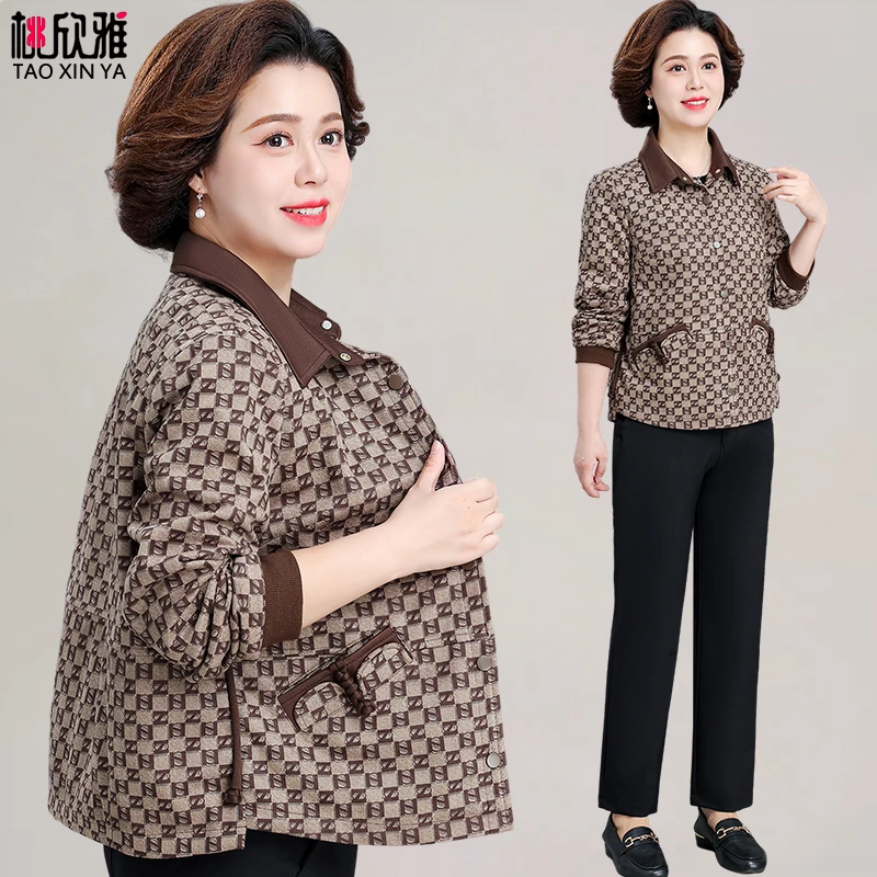 50多岁妈妈洋气外套秋装风衣2025新款中老年女装春秋短款夹克上衣