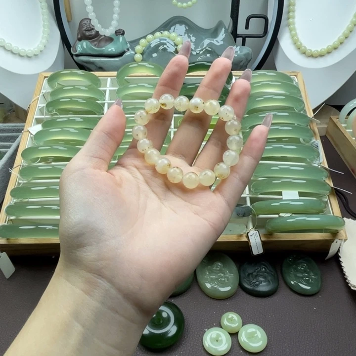 蛇纹石玉合金手链