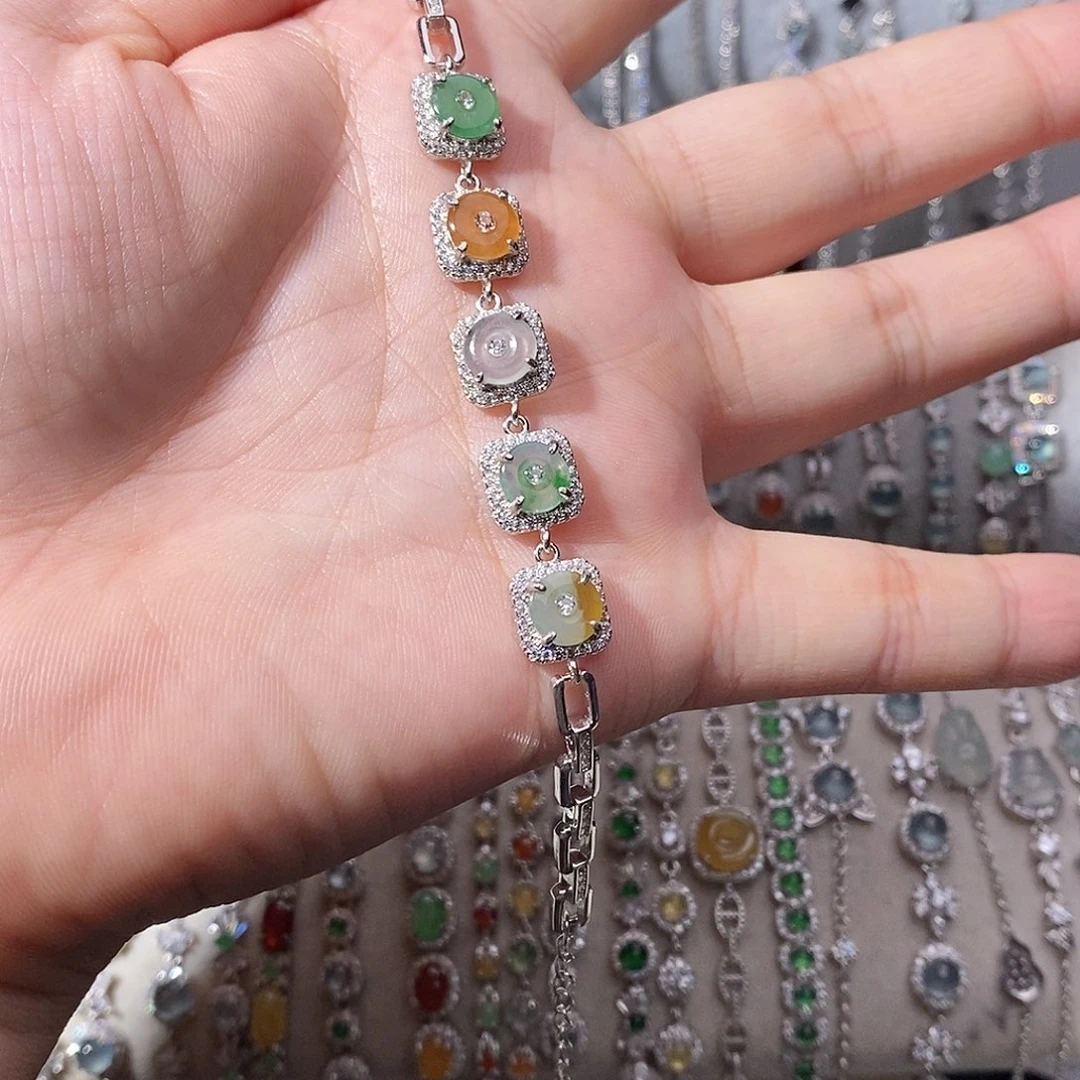 翡翠银S925镶嵌手链