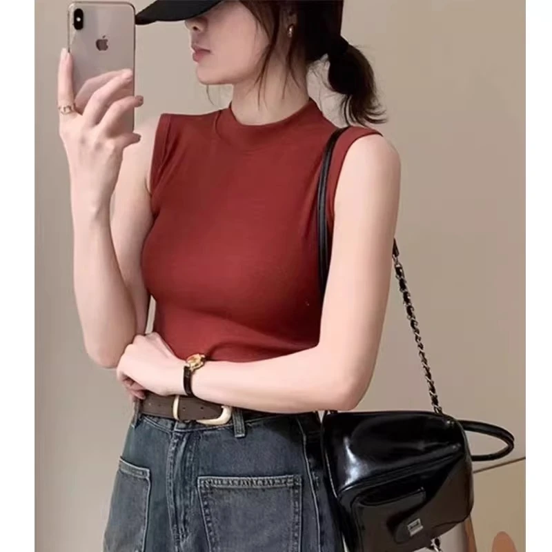 半高领背心打底女2025夏季新款韩版时尚辣妹风气质修身百搭上衣潮