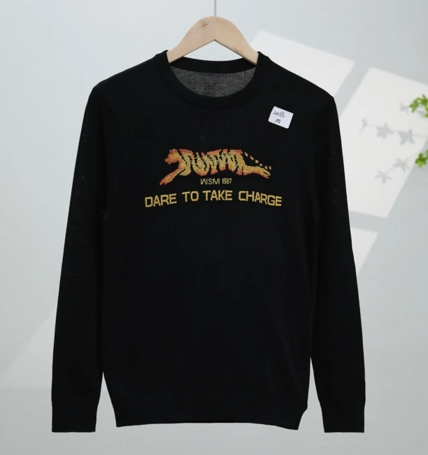 【卡】潮牌男女春秋打底单穿重工刺绣套头毛衣20771-D9-3