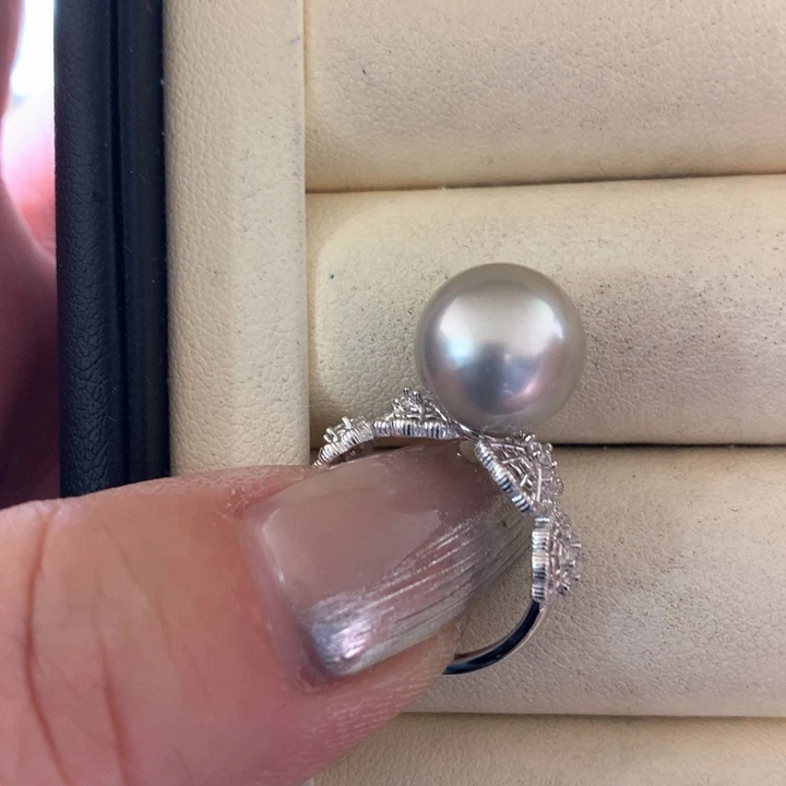 银S925镶嵌戒指海水珍珠