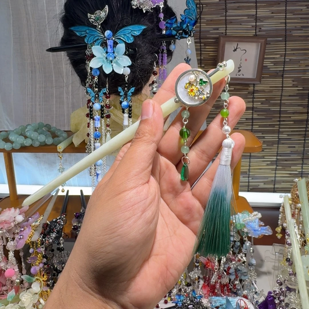 蛇纹石玉合金发饰