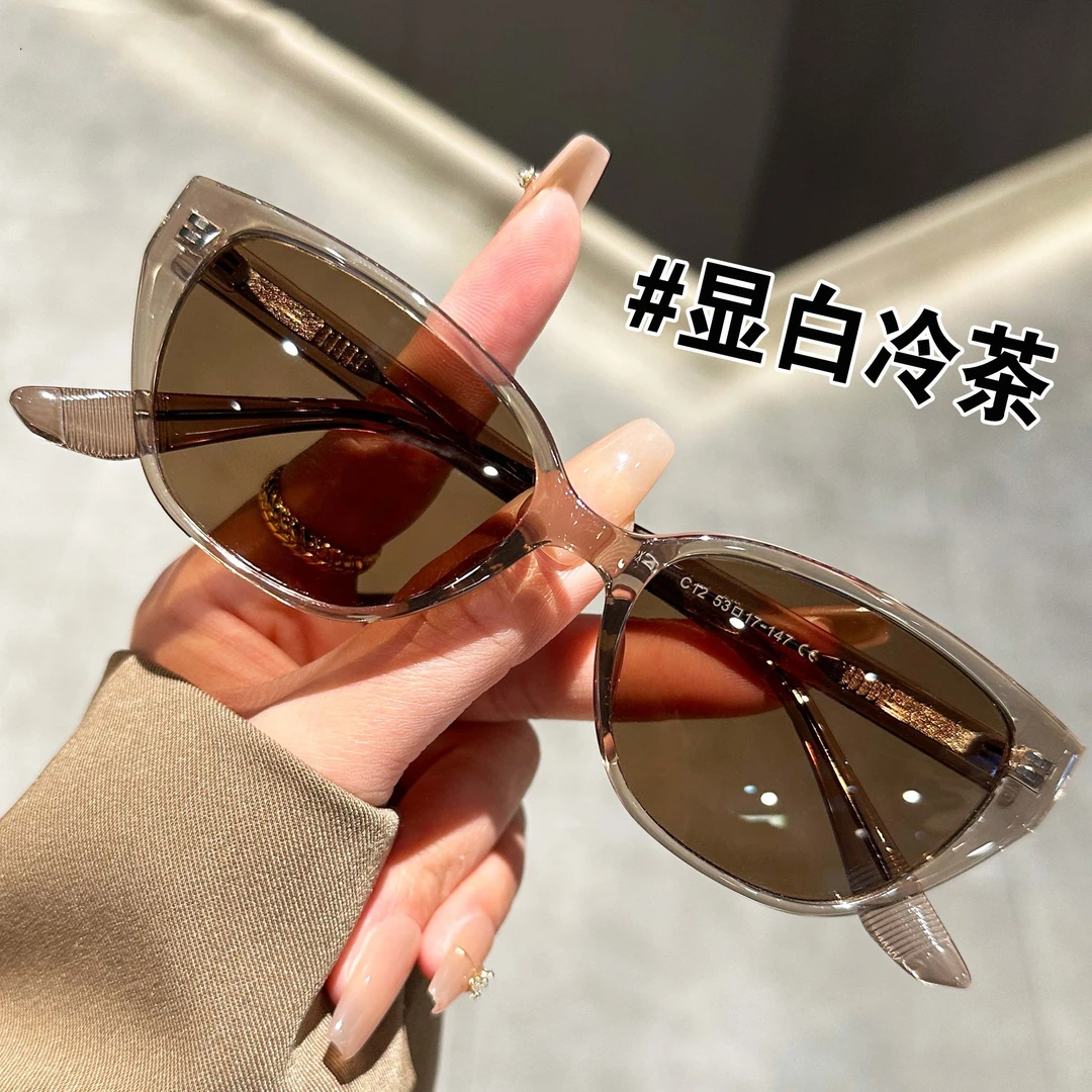 猫眼偏光墨镜女高级感大脸显瘦防紫外线防晒太阳眼镜可配近视度数
