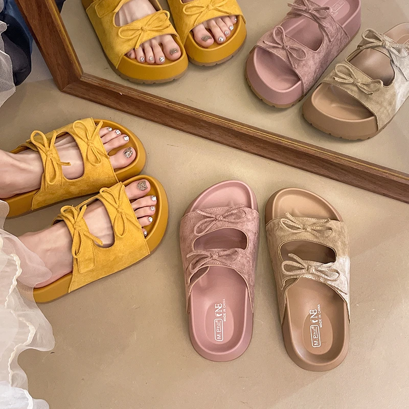 【O2氧气】“鸳鸯蝴蝶”夏季女款沙滩鞋韩版一字带时尚休闲增高凉拖鞋