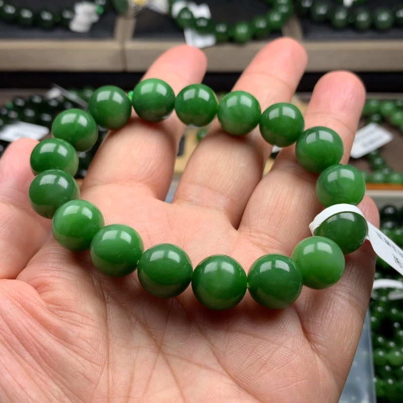 【闪购商品】未镶嵌手串和田玉（碧玉）小*12m m