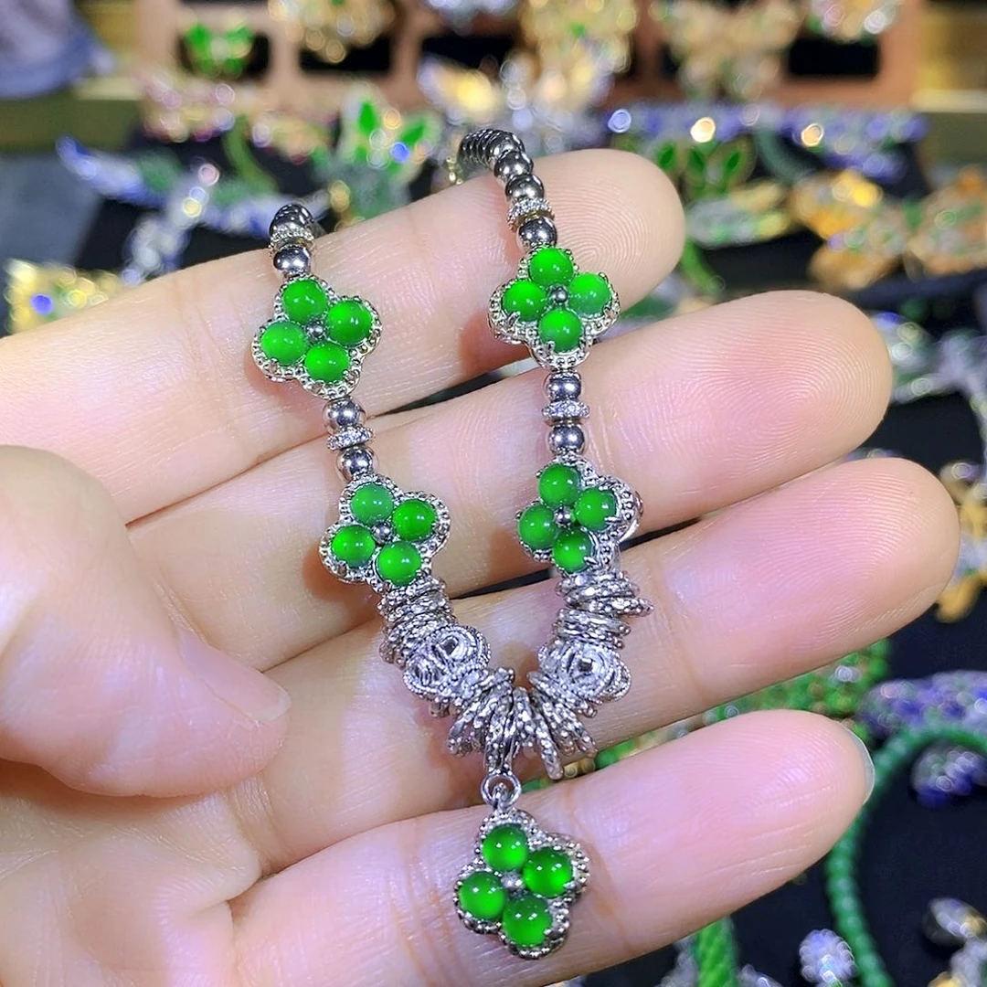 吊坠(不含链)银S925镶嵌翡翠