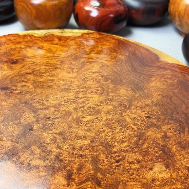 晨**明缅甸花梨木满留疤盘子一个