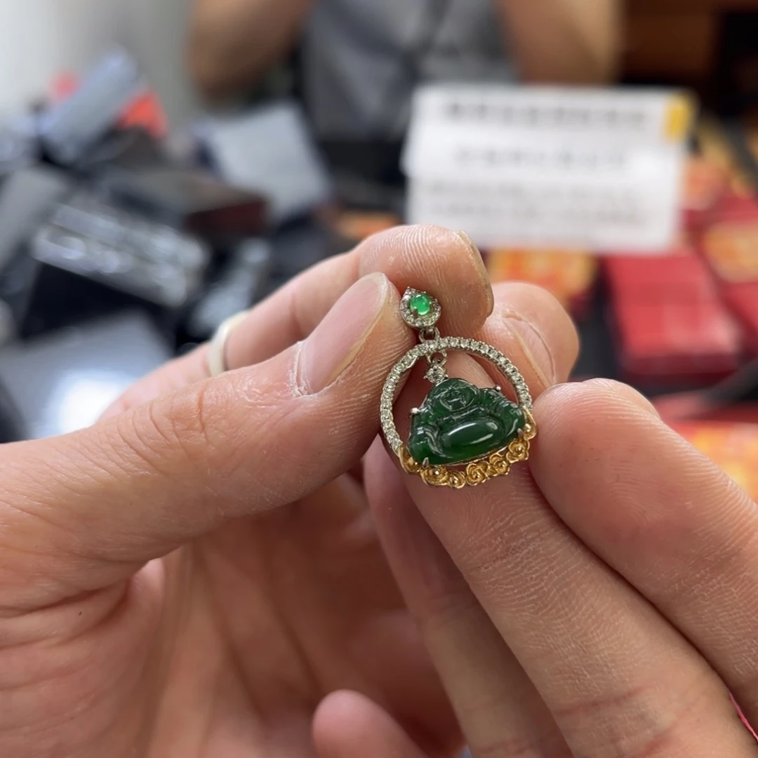 翡翠银S925镀金镶嵌颈饰