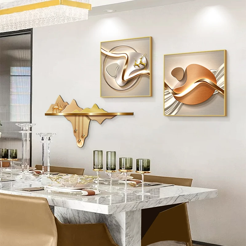 石来运转餐厅装饰画2025新款现代轻奢餐桌背景墙挂画高级感玄关画