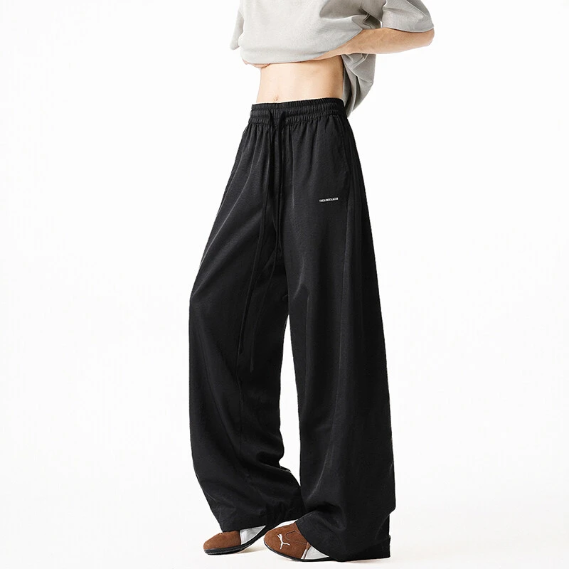 美式冰丝凉感裤子男女夏季薄款cleanfit休闲运动卫裤宽松阔腿长裤