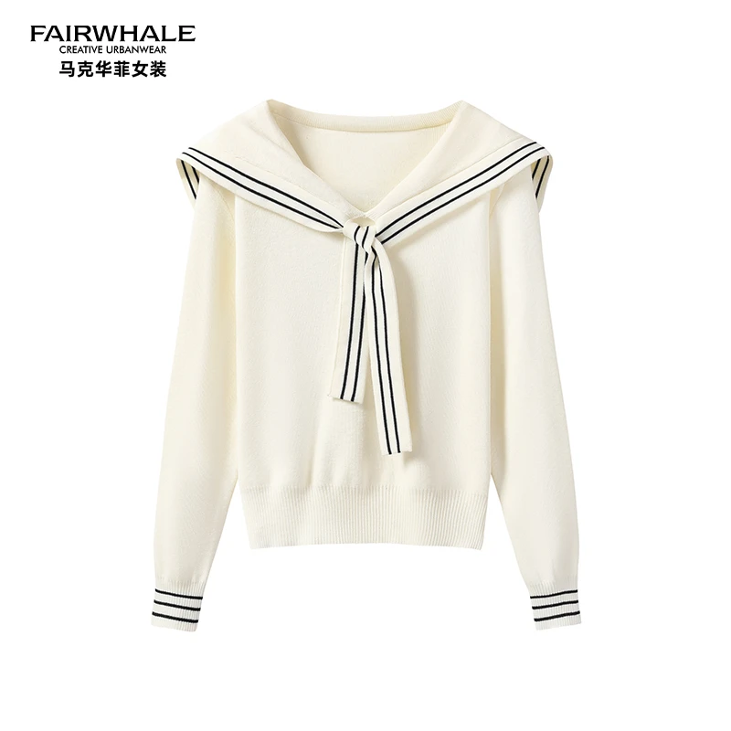 马克华菲女装秋季翻领套头长袖时尚针织衫 F53004A568