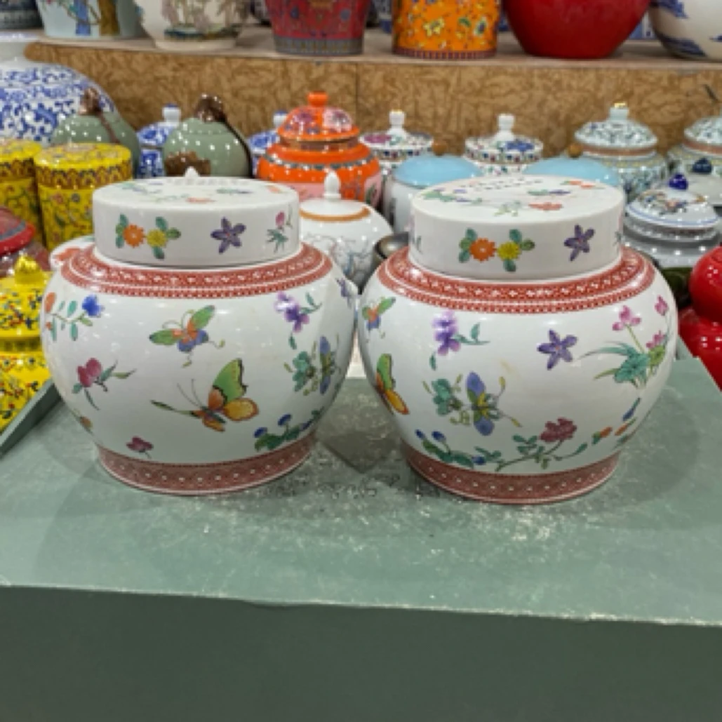 蝶恋花陶瓷茶叶罐e367
