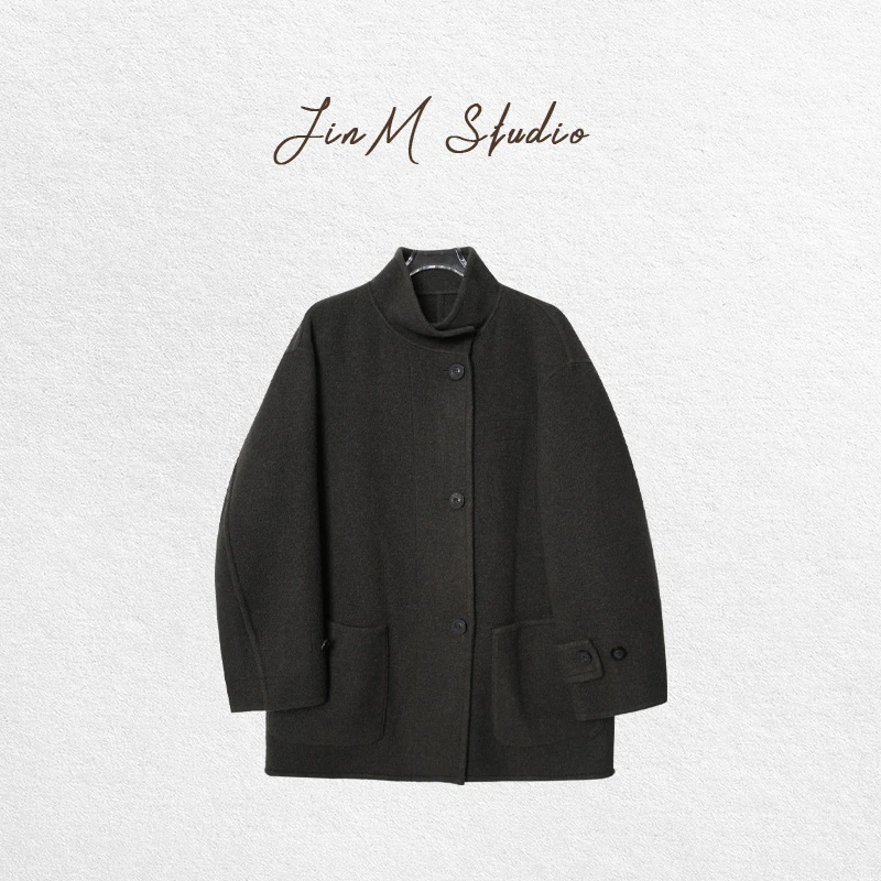 Jinmstudio丨【爱丁堡】绵羊毛山羊绒混纺立领廓形大衣602501A5094