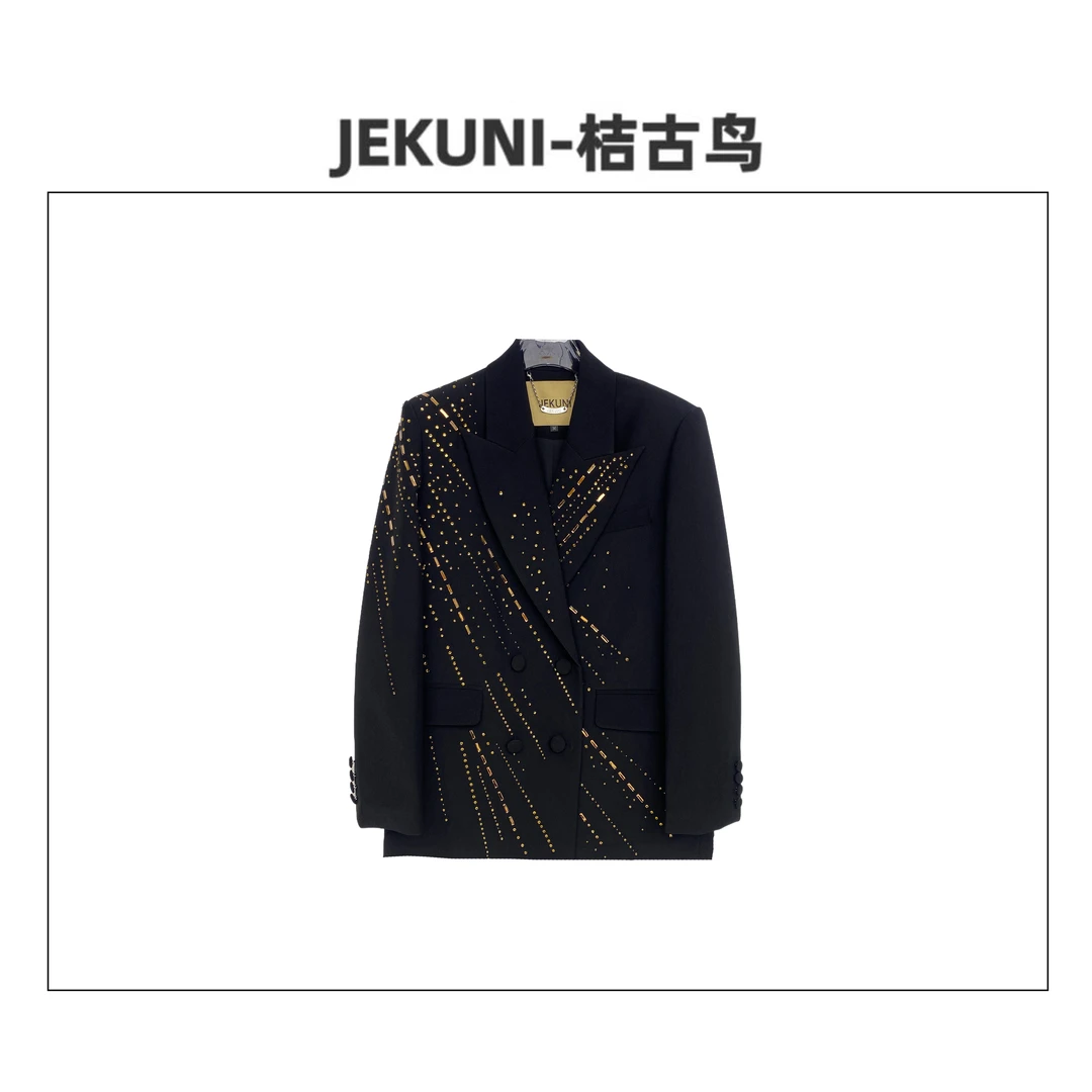 JEKUNI/桔古鸟【重工浪漫】重工黄金细钻手工高定轻奢时尚西装外套