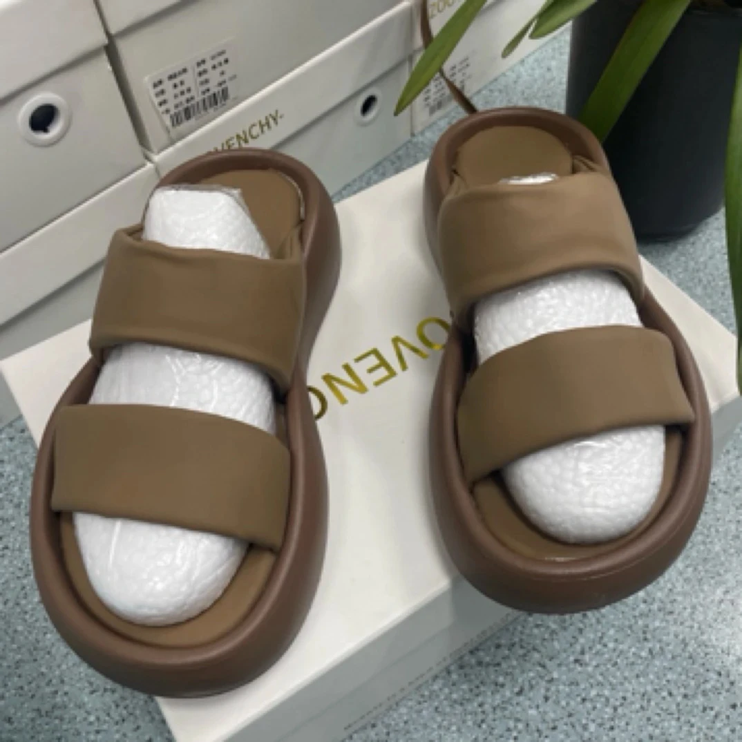 B61休闲风厚底夏季防滑魔术贴一字拖平底凉拖鞋幂式穿搭