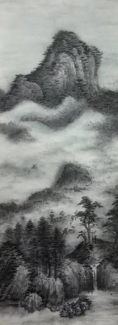 《水墨淋漓幛犹湿》半生熟宣-尺寸:53.5*20.05(拍后落款)