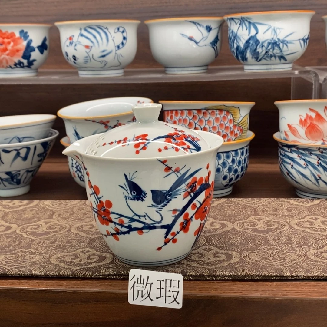 釉下彩老陶泥手工绘制