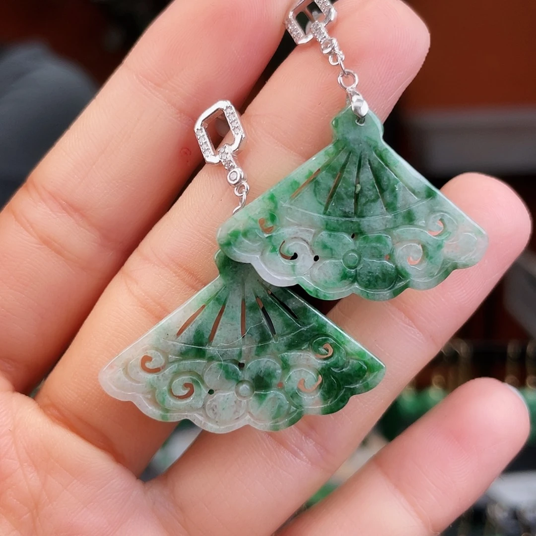 翡翠银S925镶嵌耳饰