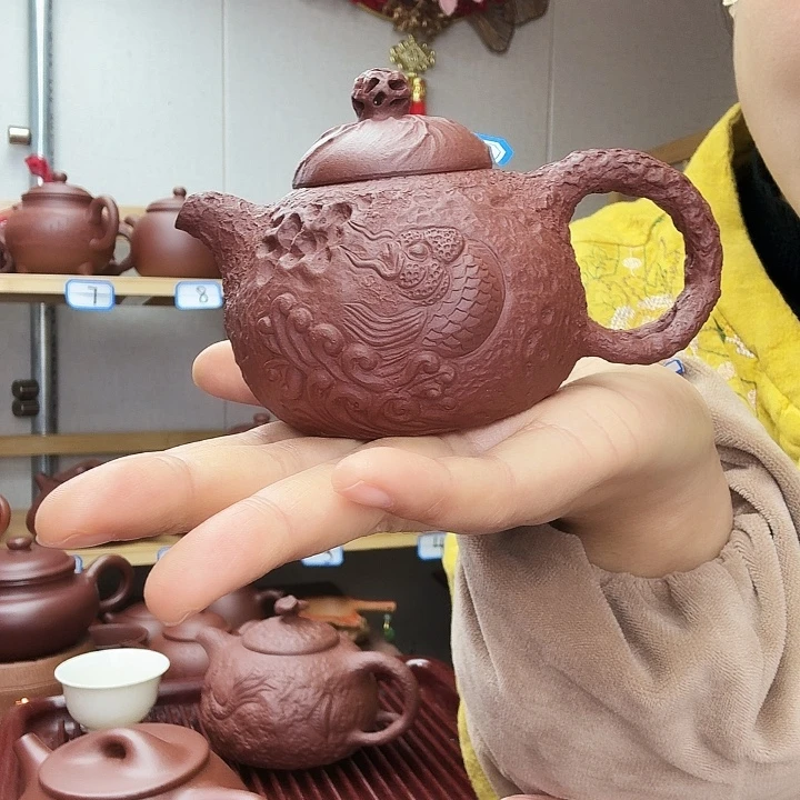 你***好紫砂茶壶龙珠供春半手，160毫升，底槽清