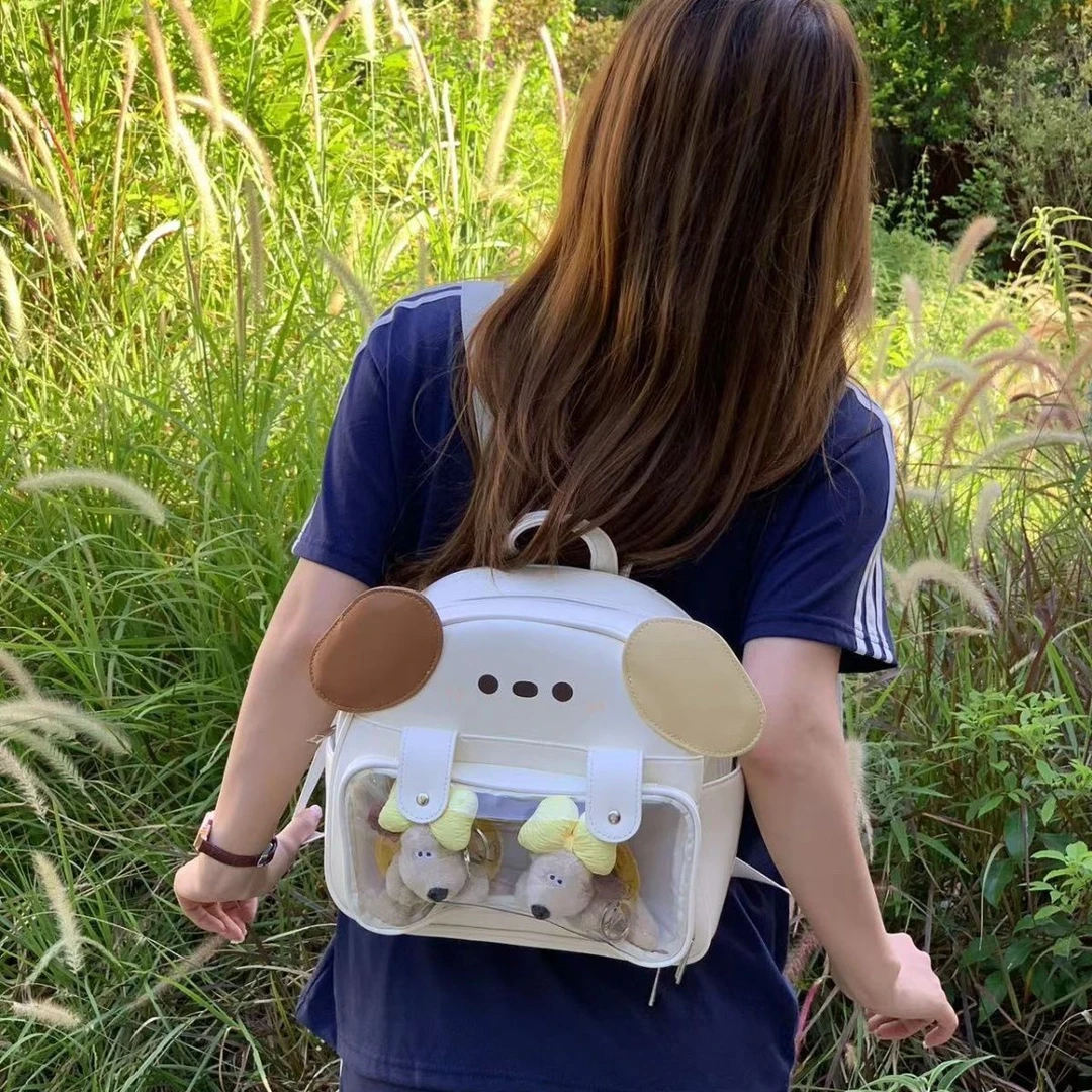 爆款原创小众设计可爱小狗吧唧肚皮痛包学生外出手提双肩背包