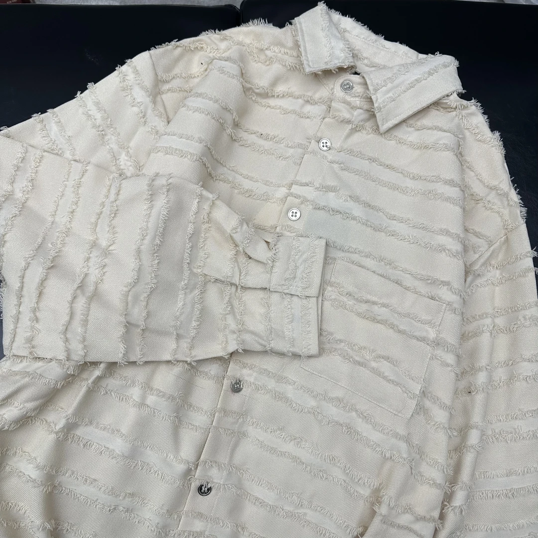 聪明陈 小众高级感流苏翻领衬衫秋季男女百搭外套30102