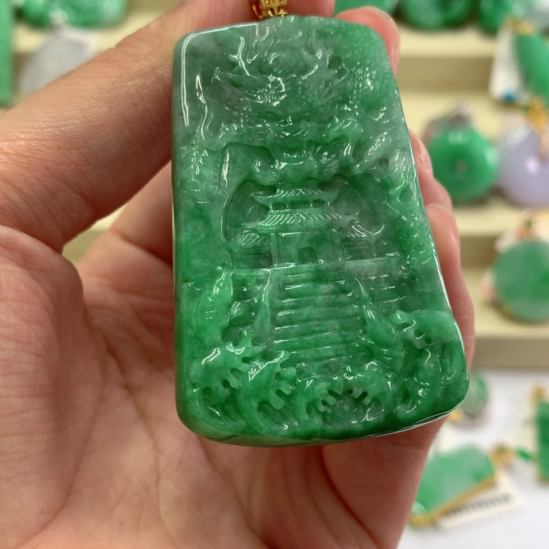 翡翠18K金镶嵌吊坠(不含链)