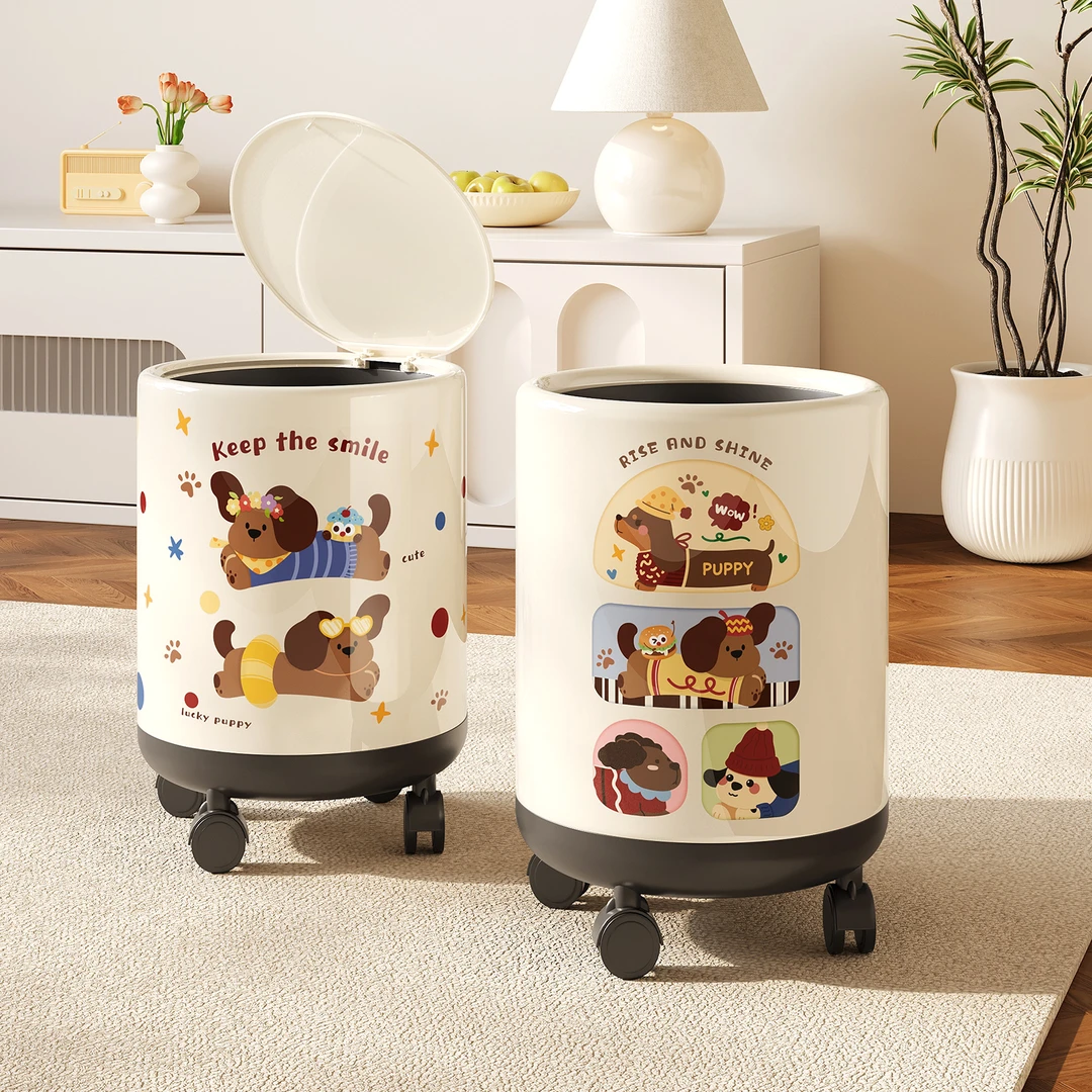 卡通风垃圾桶家用2025新款网红厨房卫生间高端大气上档次大号纸篓